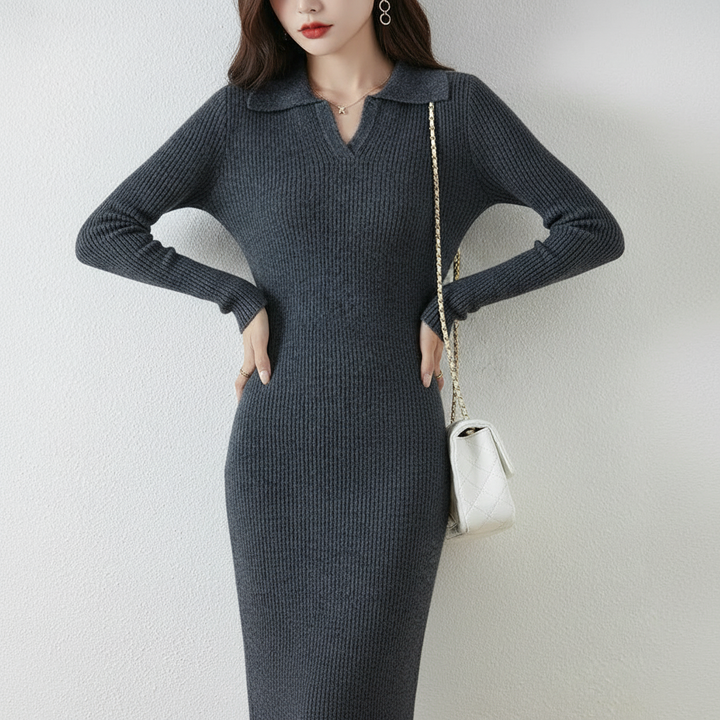 Columnar Wool Johnny Dress