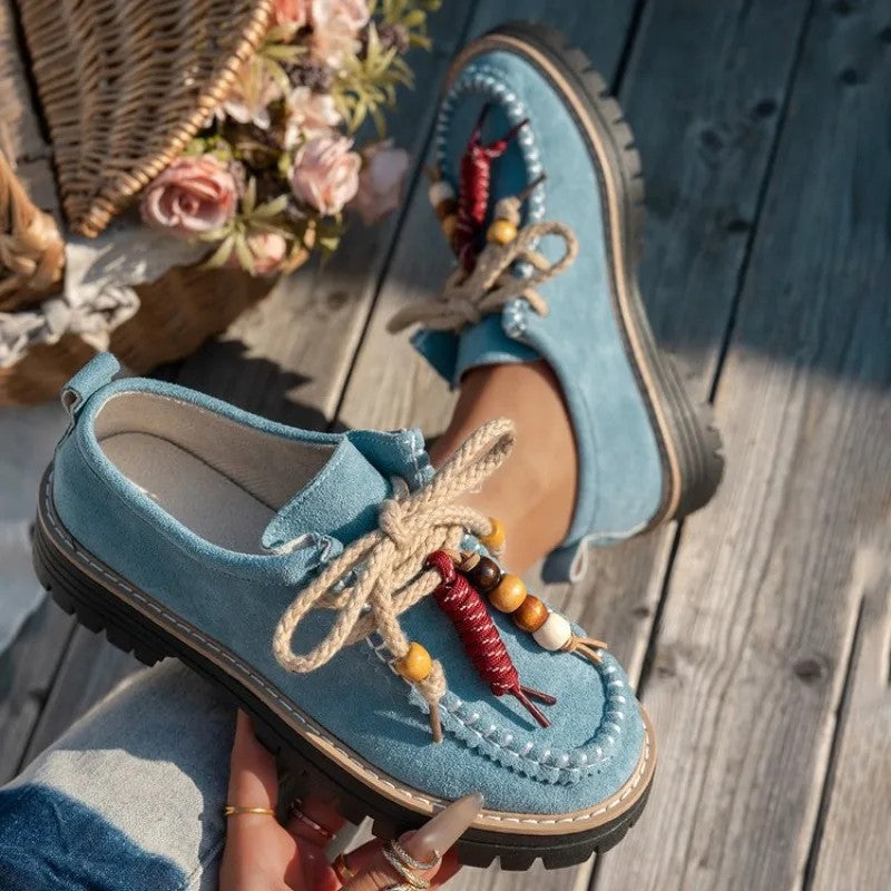 Juniper Beaded Lace-Up Flats