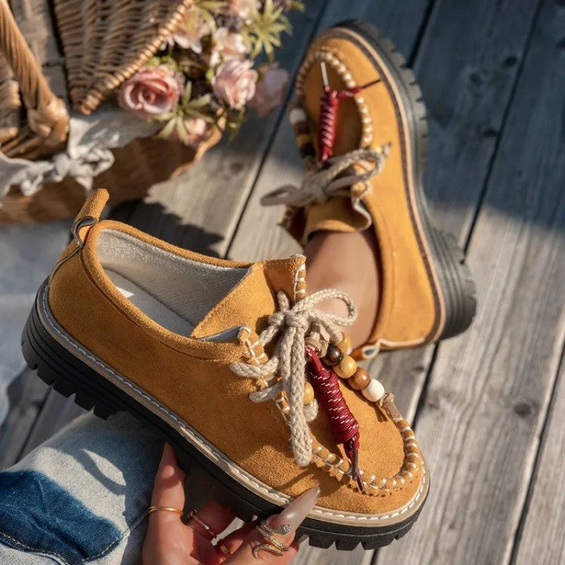 Juniper Beaded Lace-Up Flats