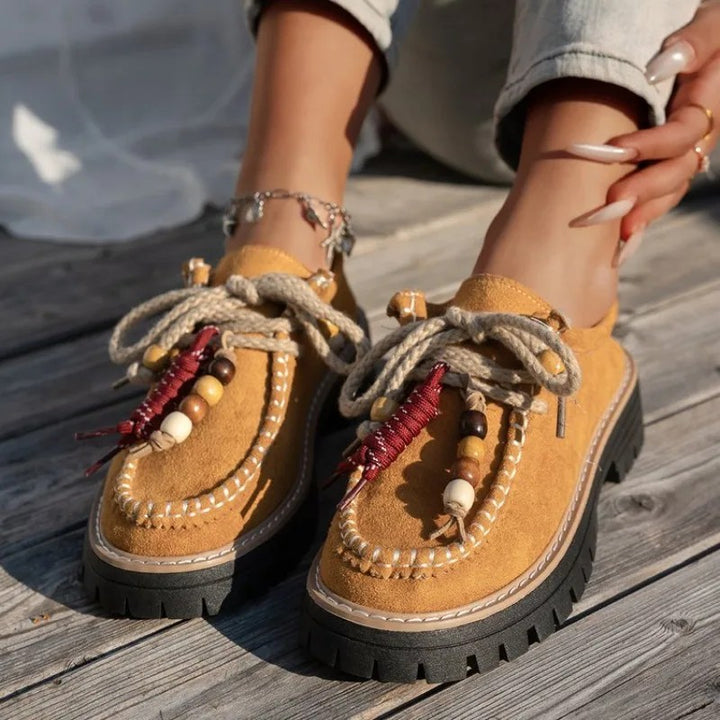 Juniper Beaded Lace-Up Flats