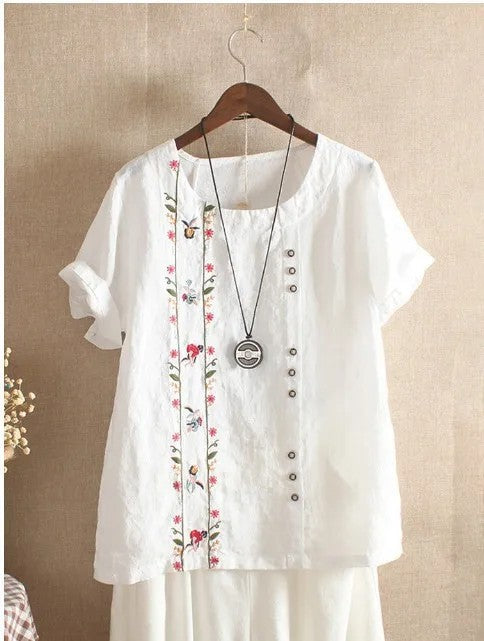 Ricamo Linen Blouse