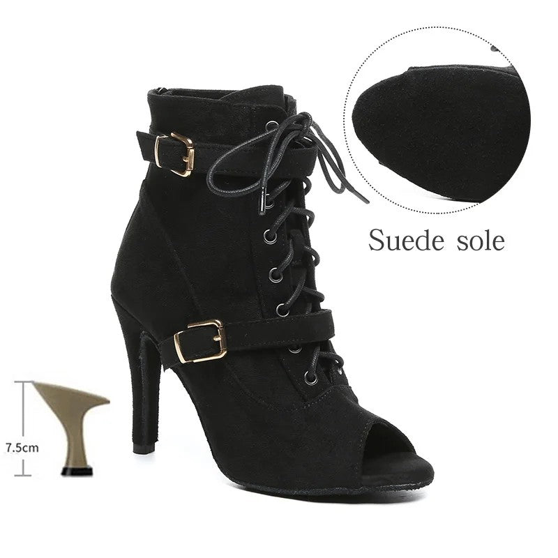 Rangla Denim Peep-Toe Boots