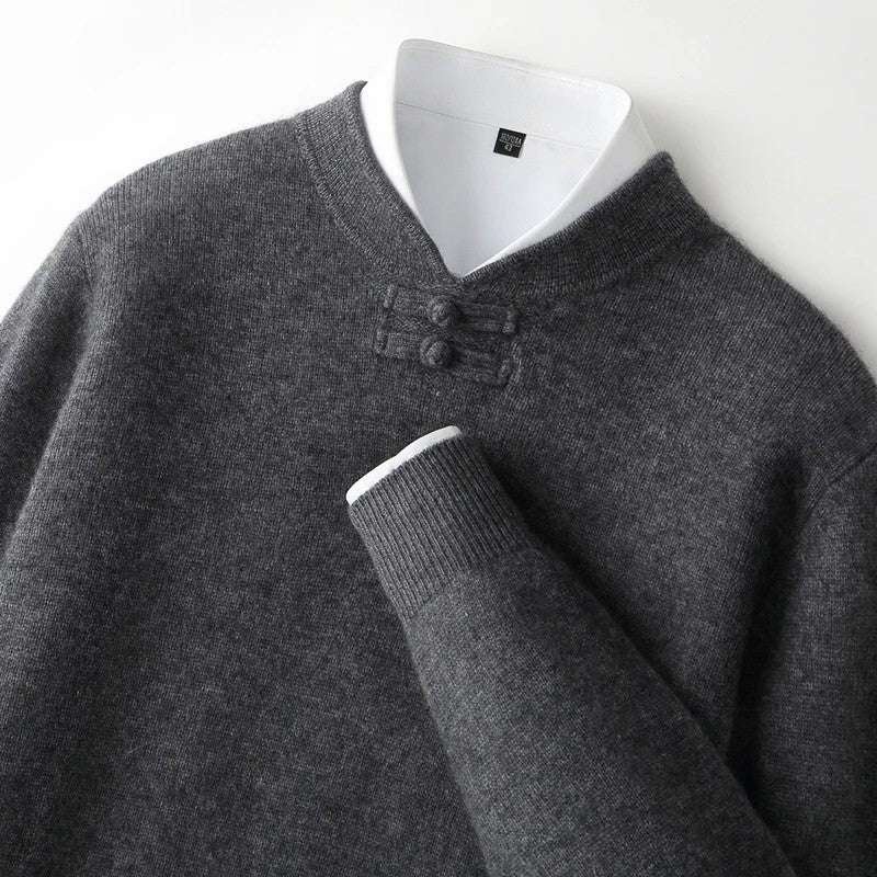 Mandarin Knot Wool Pullover