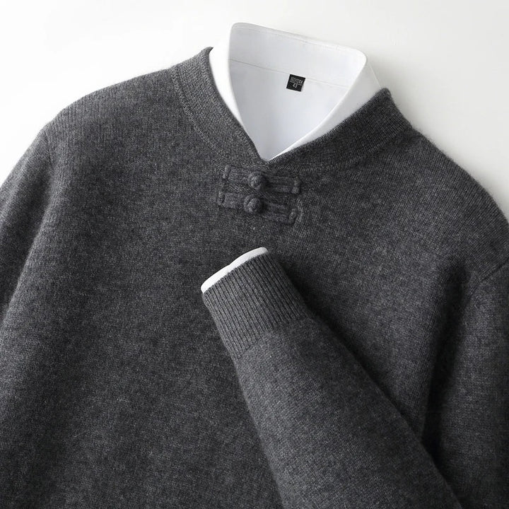 Mandarin Knot Wool Pullover