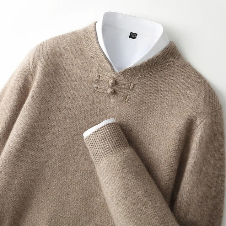 Mandarin Knot Wool Pullover