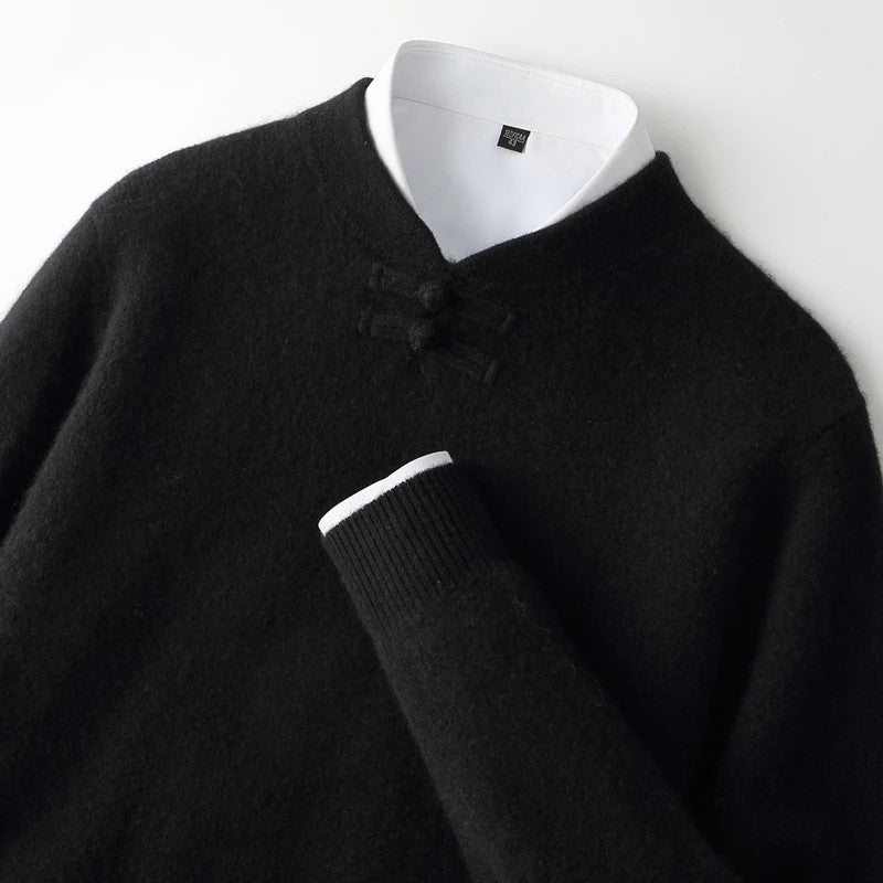 Mandarin Knot Wool Pullover