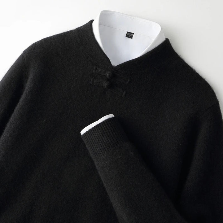 Mandarin Knot Wool Pullover