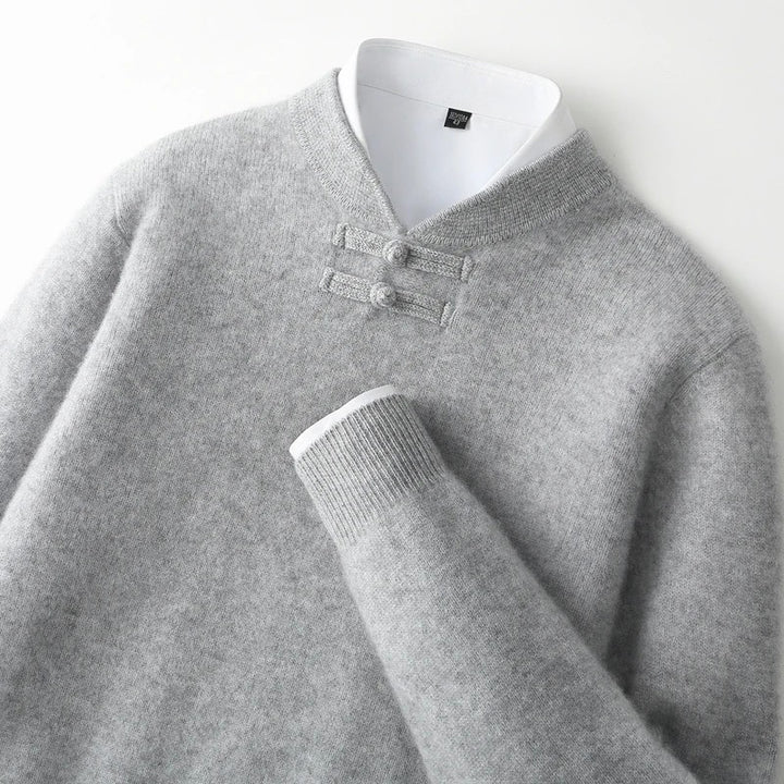 Mandarin Knot Wool Pullover