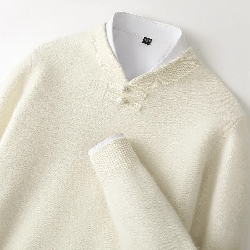 Mandarin Knot Wool Pullover