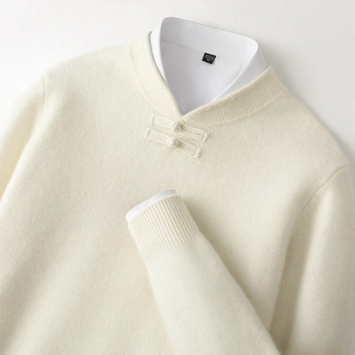 Mandarin Knot Wool Pullover