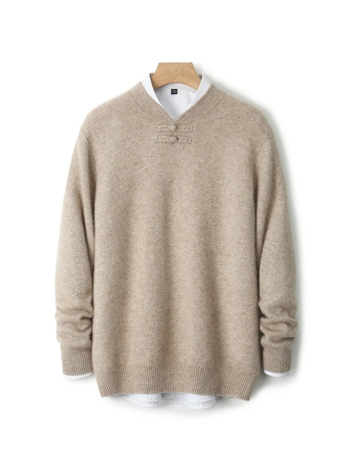 Mandarin Knot Wool Pullover