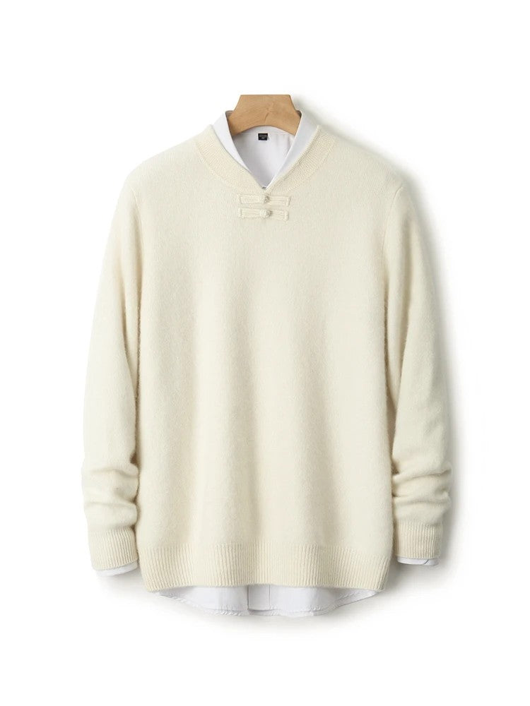 Mandarin Knot Wool Pullover