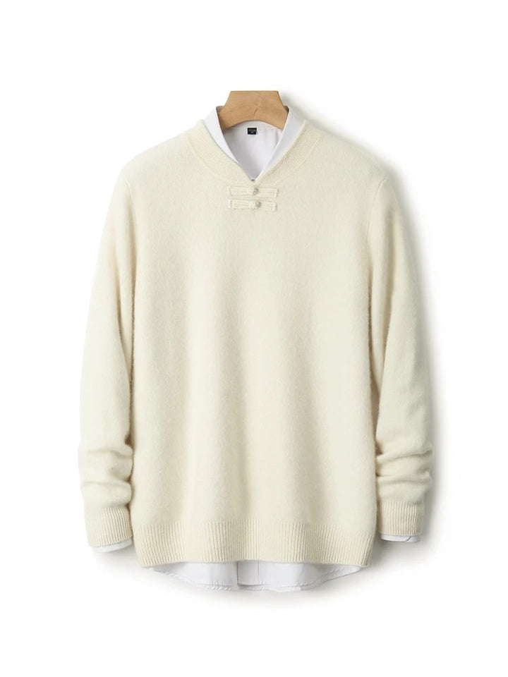 Mandarin Knot Wool Pullover