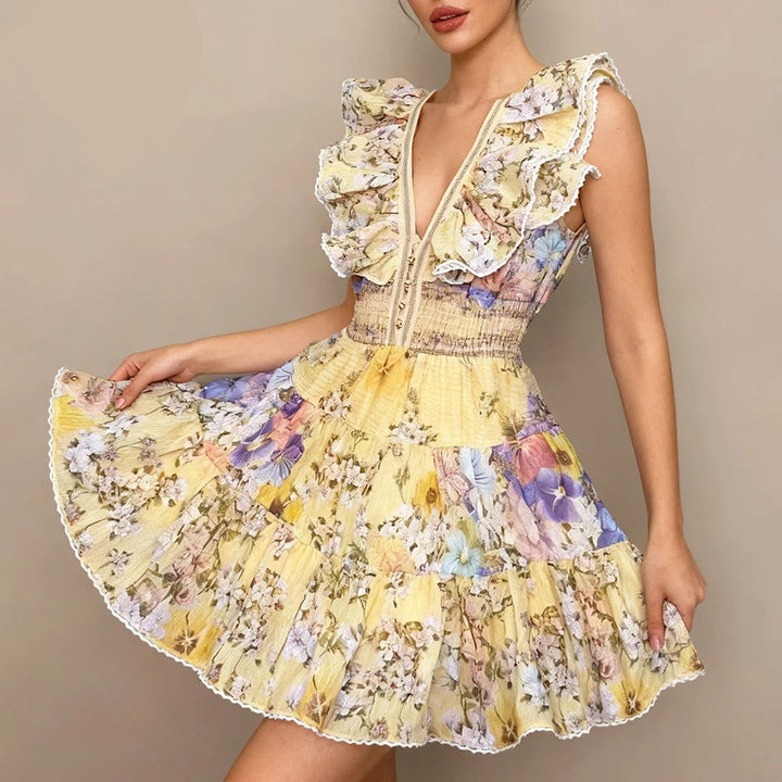 Prataiola Floral Ruffle Mini Dress
