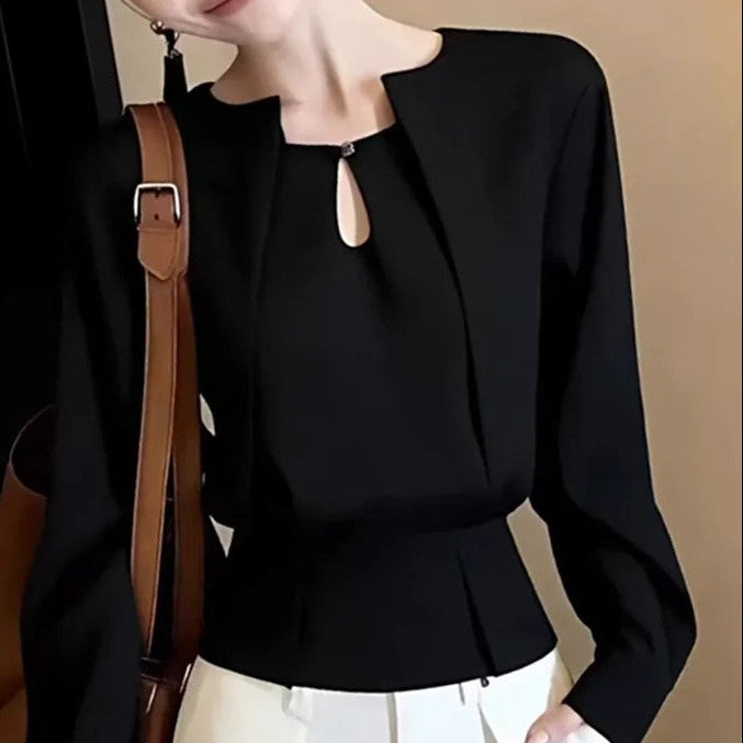 Keyhole Peplum Blouse