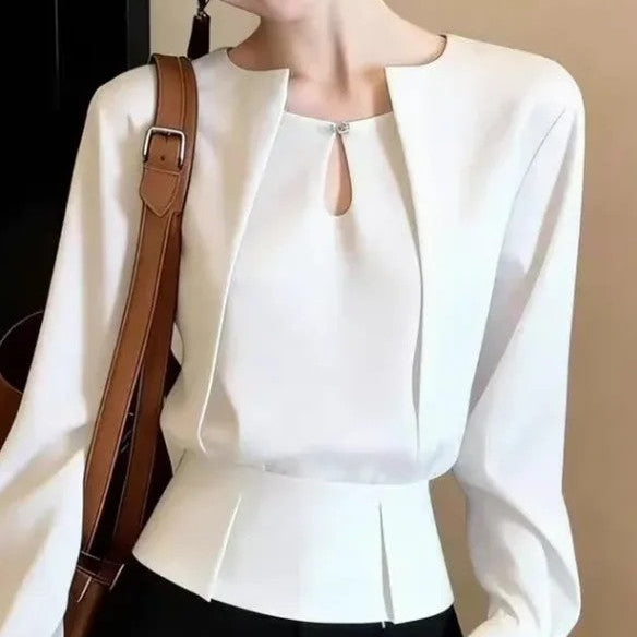 Keyhole Peplum Blouse