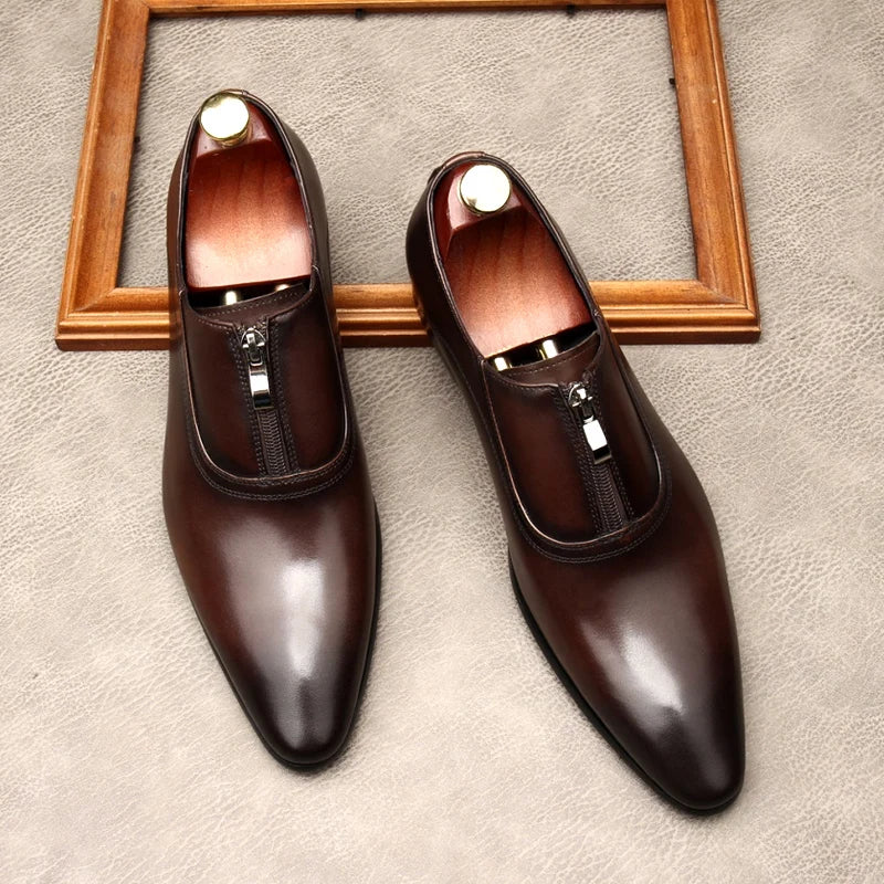 Lampo Zip Leather Oxfords