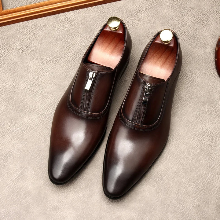Lampo Zip Leather Oxfords