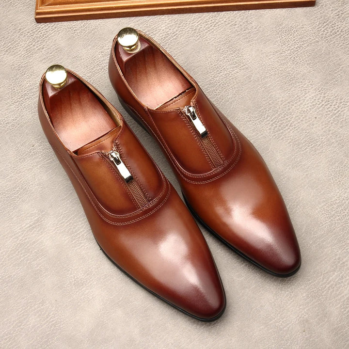 Lampo Zip Leather Oxfords