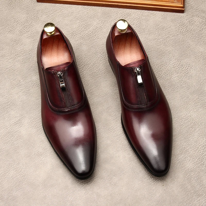 Lampo Zip Leather Oxfords