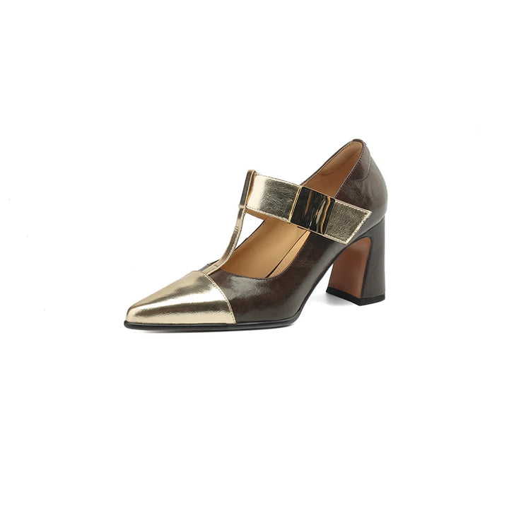 Fibbiona Gold-Buckle Mary Janes