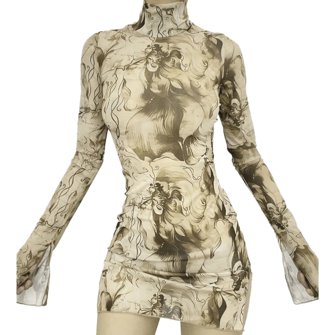 Acquerello Turtleneck Mini Dress