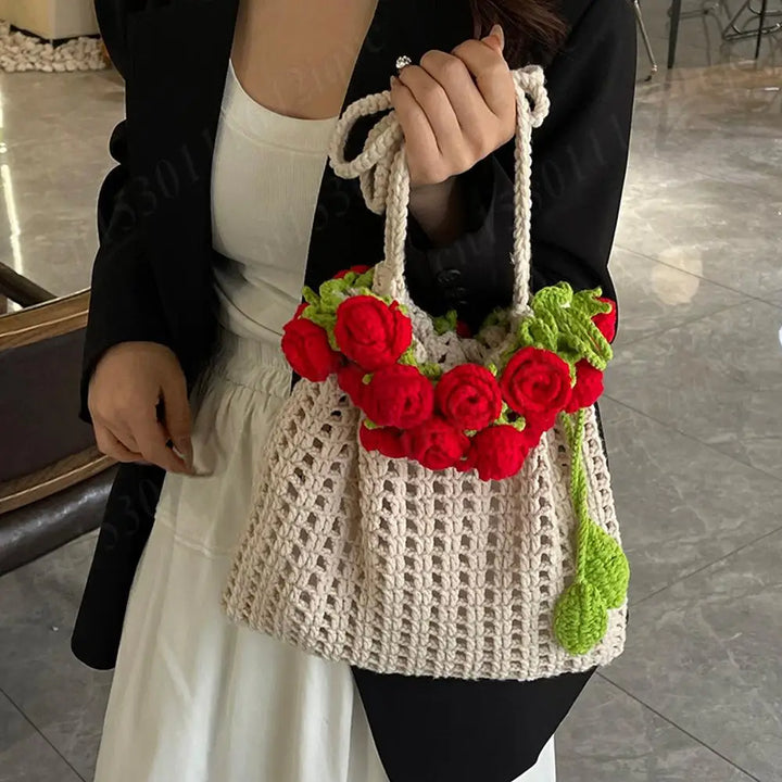 Rosette Crochet Handbag