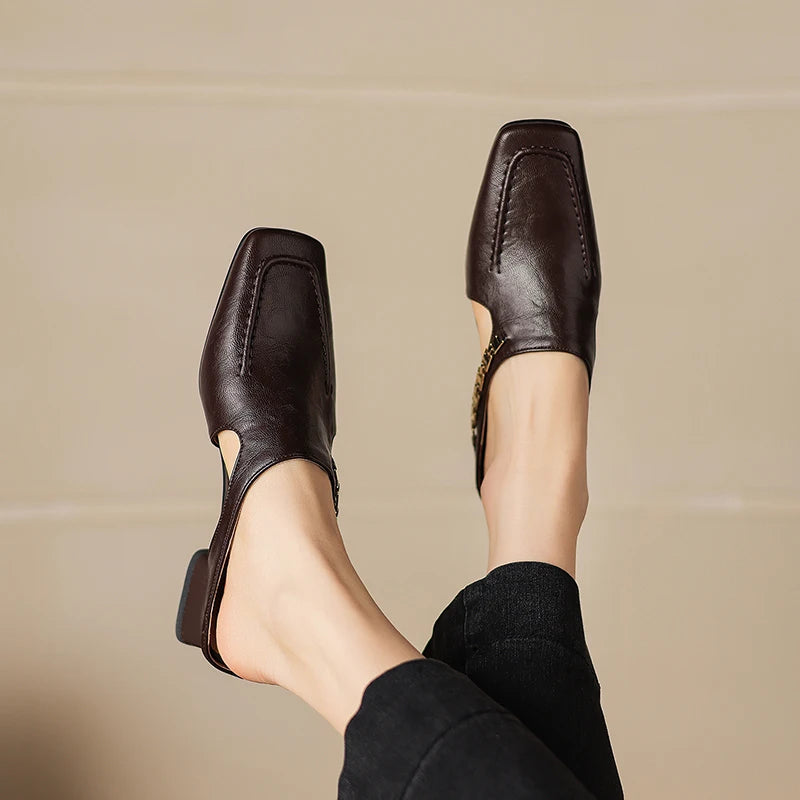 Catena Chain Leather Mules