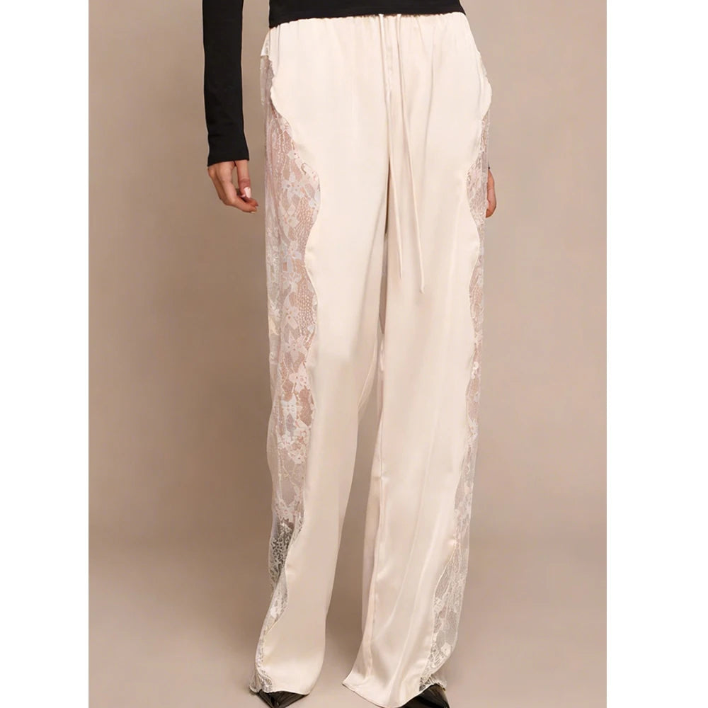 Merletto Satin Lace Pants