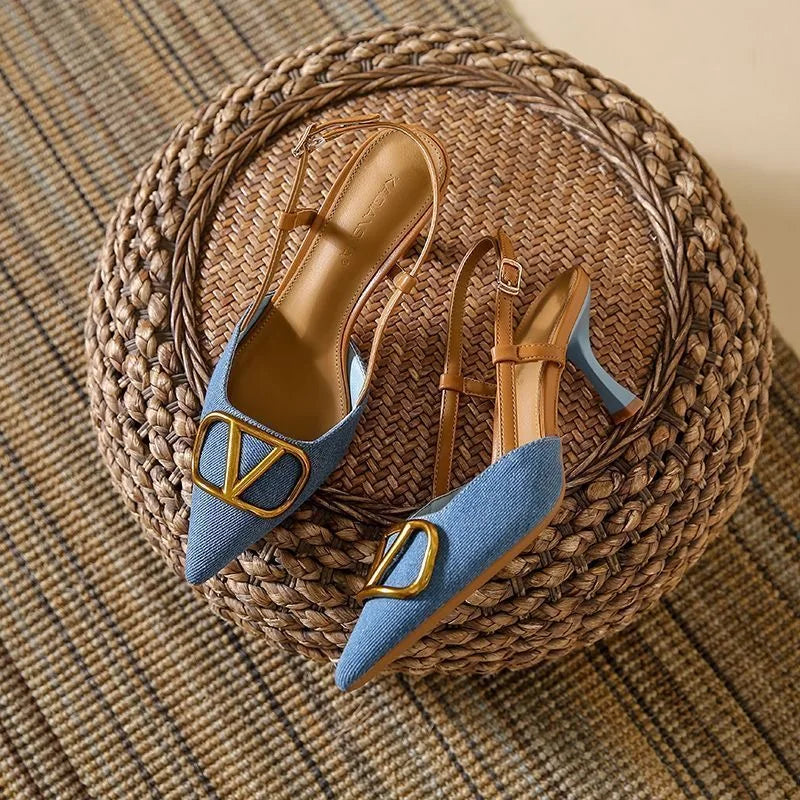Vittoria Denim Slingbacks
