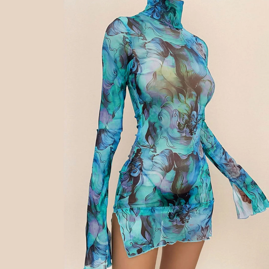 Acquerello Turtleneck Mini Dress