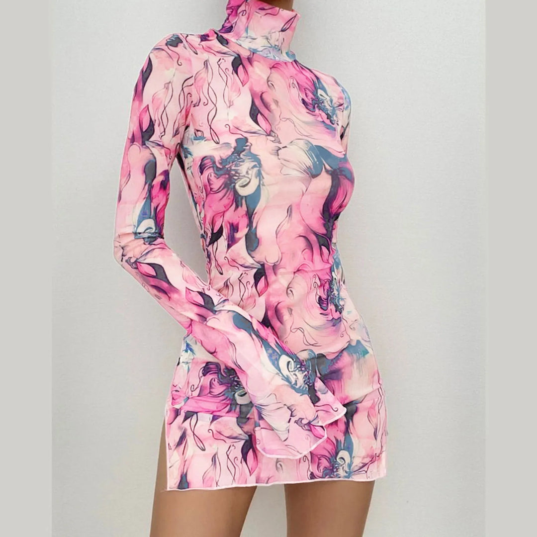 Acquerello Turtleneck Mini Dress