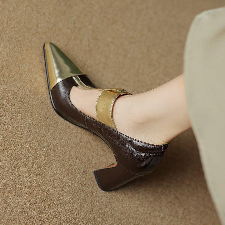Fibbiona Gold-Buckle Mary Janes