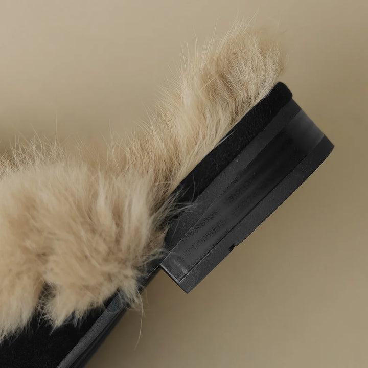 Camellia Suede Shearling Mules
