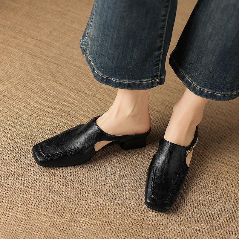 Catena Chain Leather Mules