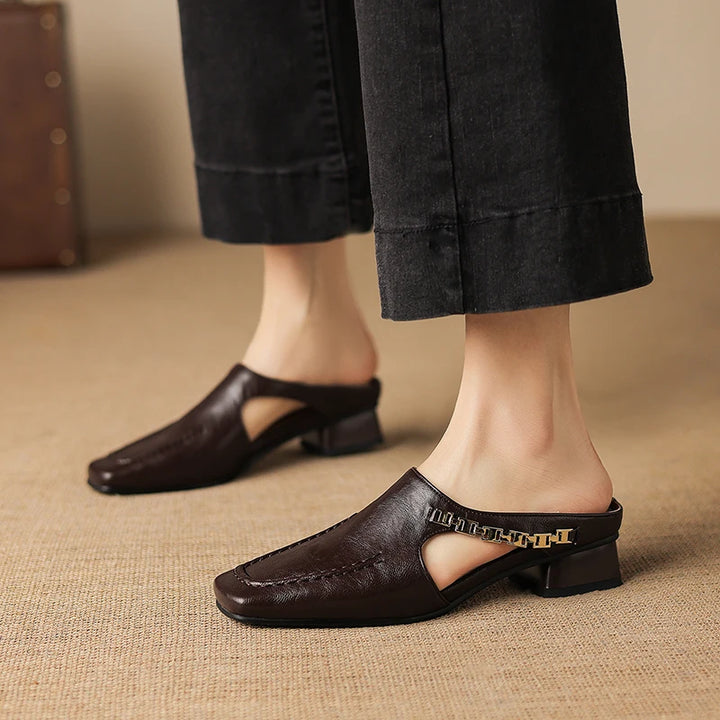 Catena Chain Leather Mules