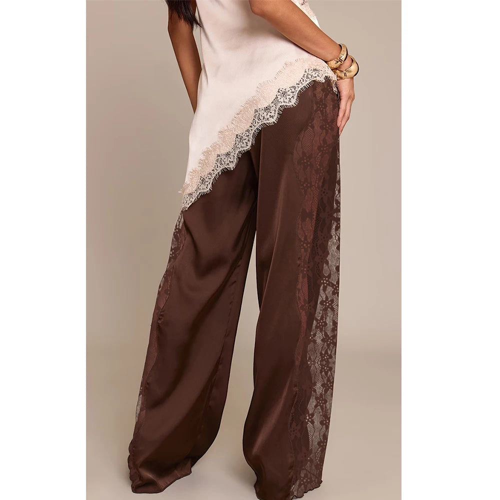 Merletto Satin Lace Pants
