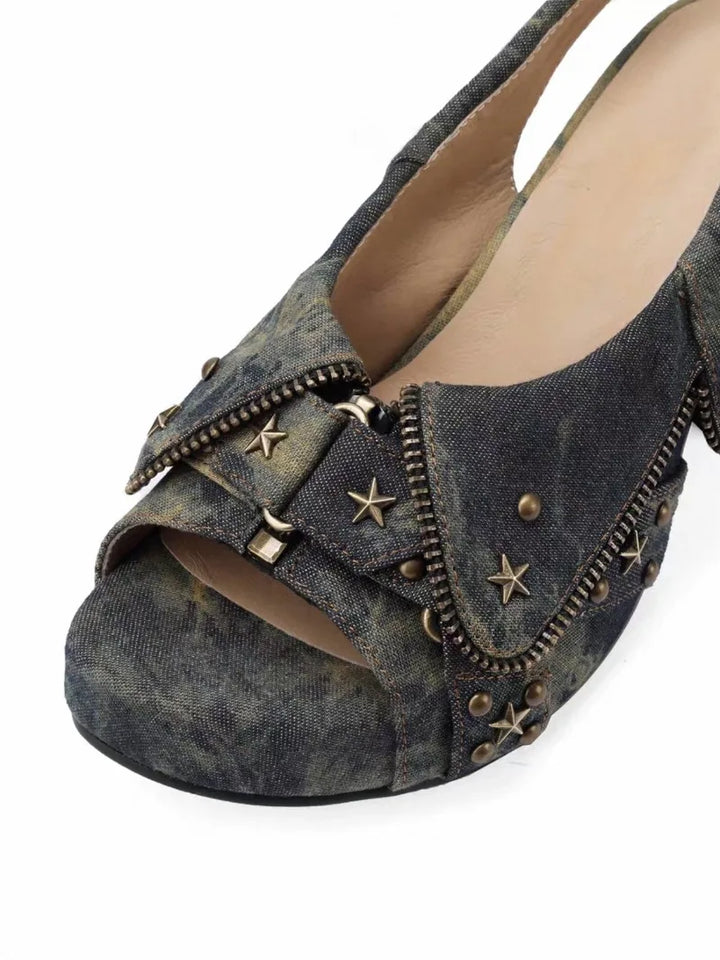 Starbolt Denim Slingbacks