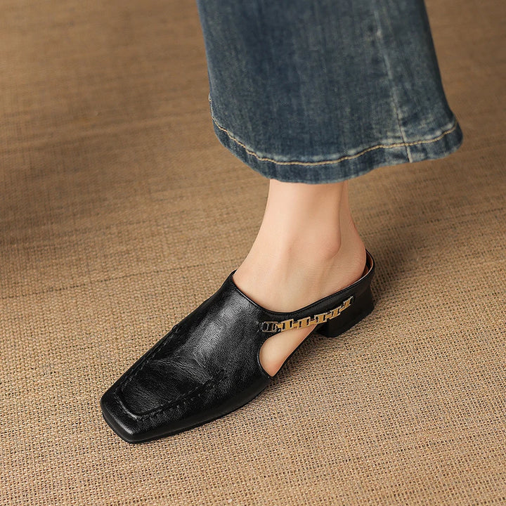 Catena Chain Leather Mules