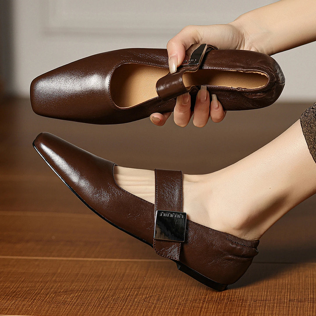 Verena Square Toe Leather Flats