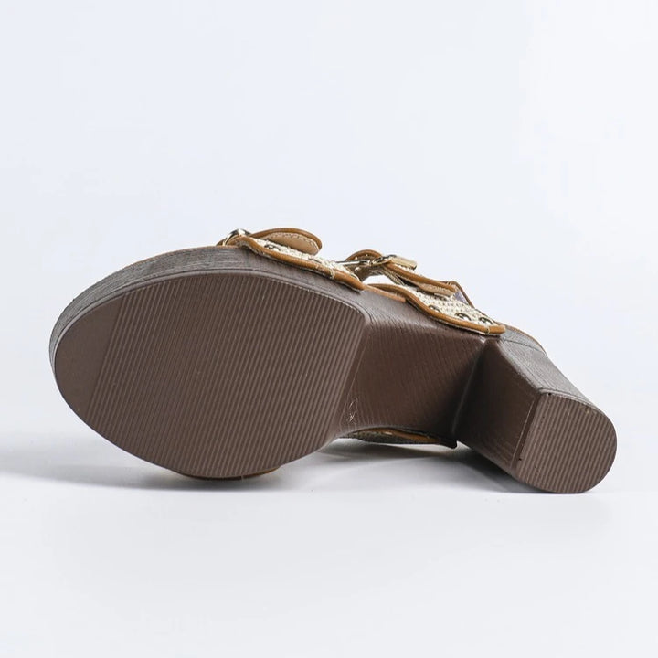 Raffia Buckled Platform Sandals