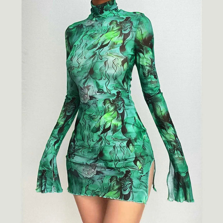 Acquerello Turtleneck Mini Dress