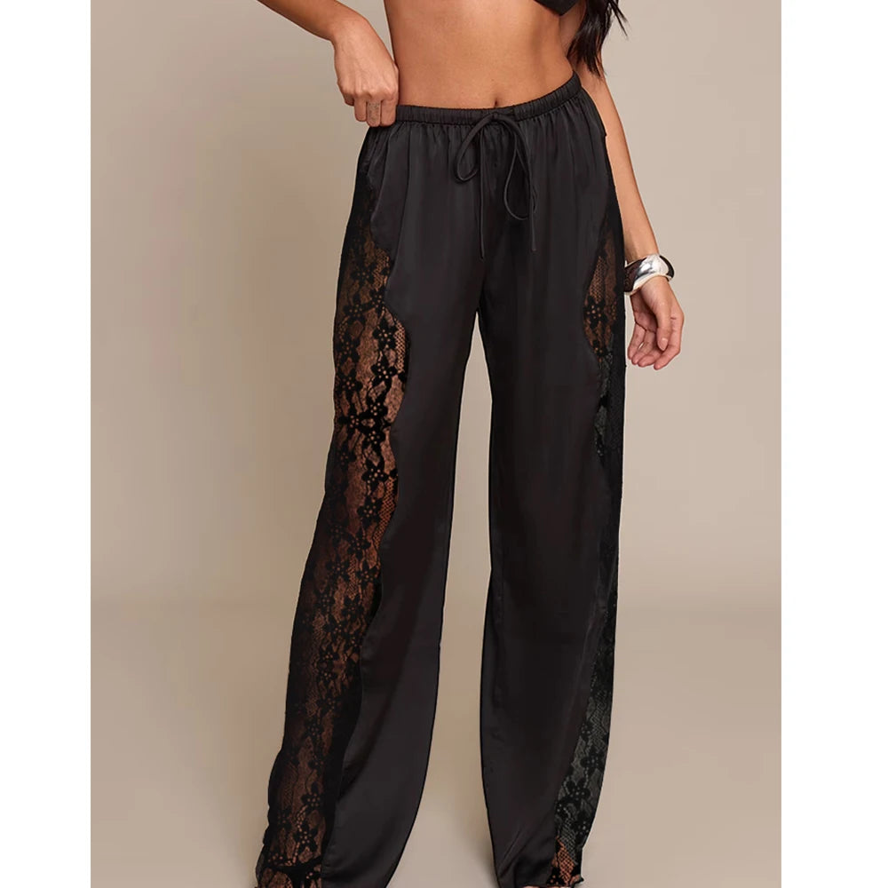 Merletto Satin Lace Pants