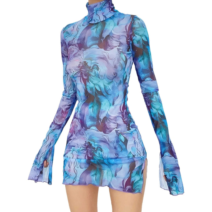Acquerello Turtleneck Mini Dress