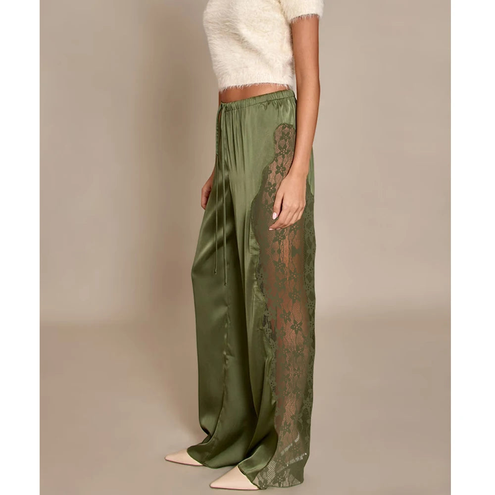Merletto Satin Lace Pants