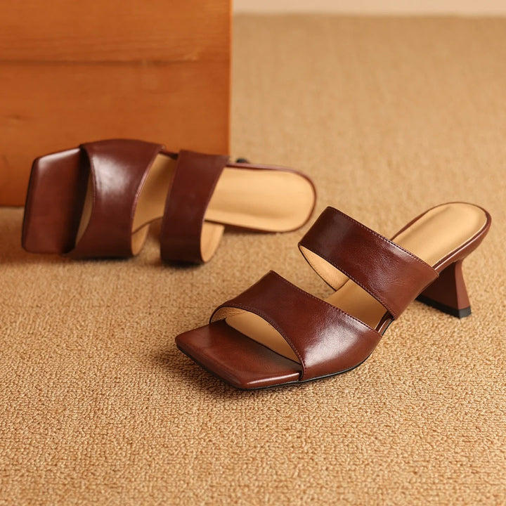 Calice Twin Strap Leather Sandals