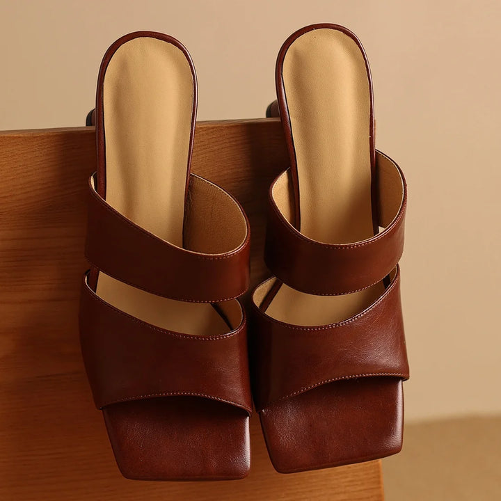 Calice Twin Strap Leather Sandals