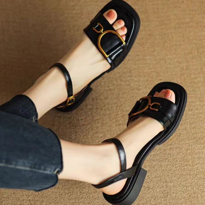 D'Or Signature Leather Slingbacks