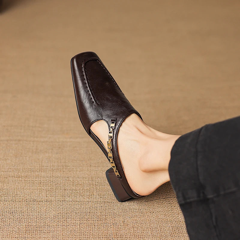 Catena Chain Leather Mules
