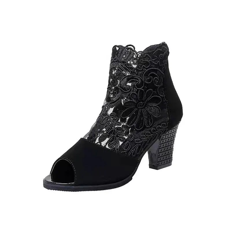 Merletta Lace Peep-Toe Booties